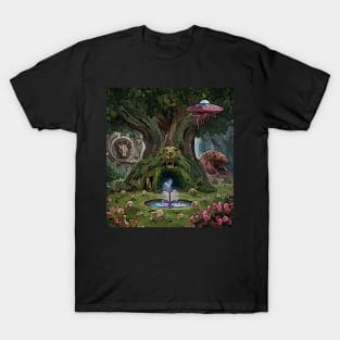 watercolor lion tree with pangolin of nature T-Shirt